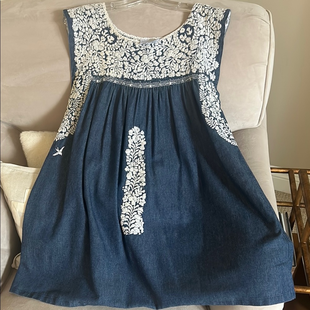 Mi Golondrina Blue Flores Tunic